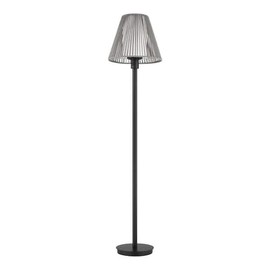 Ceybo 61.5 in. Outdoor/Indoor Floor Lamp in Gray and Black with Rope Shade and Weighted Base – Weatherproof Boho Lighting for Patio, Porch or Living Room