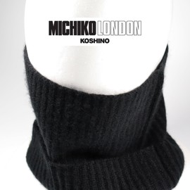 Michikolondon 100% Cashmere Neck Warmer, Made in Mongolia, Present, Gift, Stylish, Unisex, Unisex, CM-101 Black