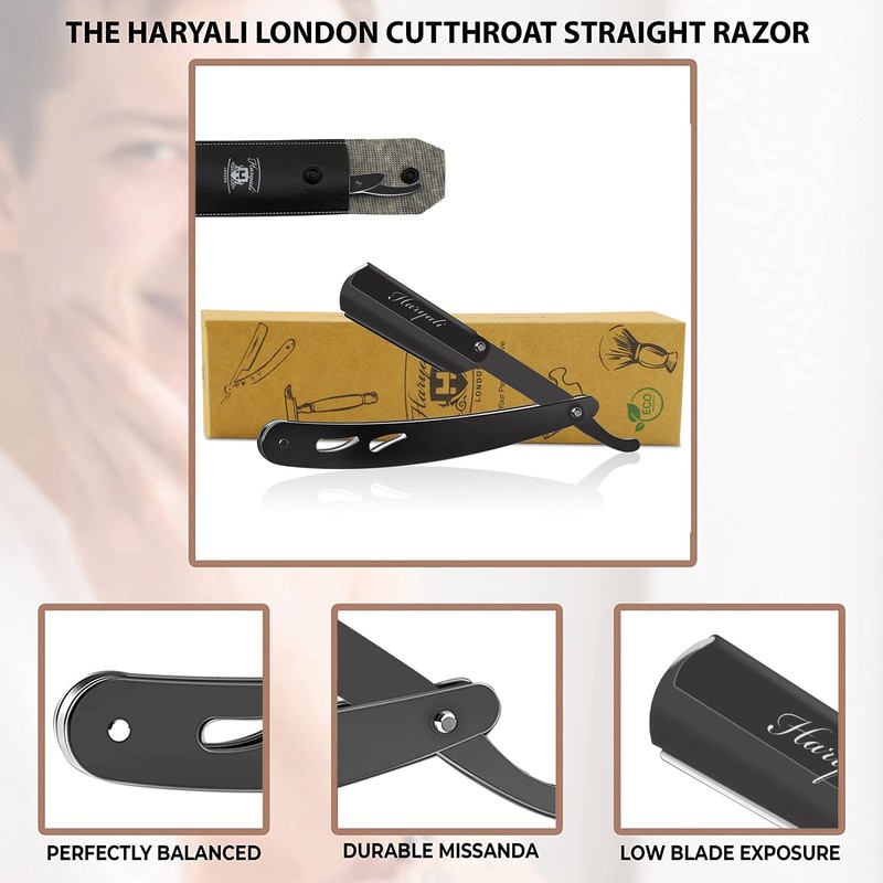 Haryali London Cut Throat Razor– Straight Razor Stainless Steel Single