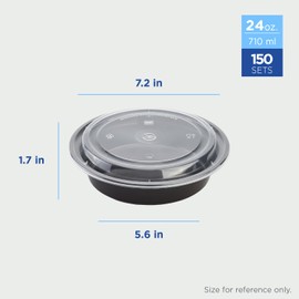 Karat Meal Prep Containers [24 oz - 150 ct] Reusable & Disposable Take Out Bowls with Lids - Microwave & Dishwasher Safe Bento Boxes