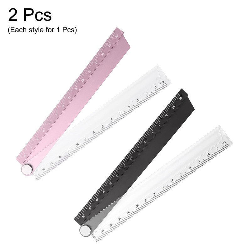 sourcing map 2pcs Folding Straight Ruler 30cm Metric Aluminum Alloy