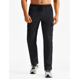 TACVASEN Lightweight Hiking Pants Men Cargo Pants with Pockets Lightweight Waterproof Breathable Travel Outdoor Work Black 30