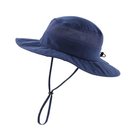 Home Prefer Sombrero de sol para hombre UPF 50+ de ala ancha, sombrero de pesca a prueba de viento, M azul marino., 55-59 CM
