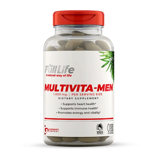 Full Life Multivita-Men Capsules - Supports Immune Health, Heart Health, Promotes Energy & Vitality - Multivitamin for Men - Dietary Supplement - 100 Capsules, 1000mg