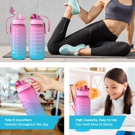 Survivor Filter 1L Sports Water Bottle with Time Markings - Candy Sky - BPA-Free - 2 x 33oz