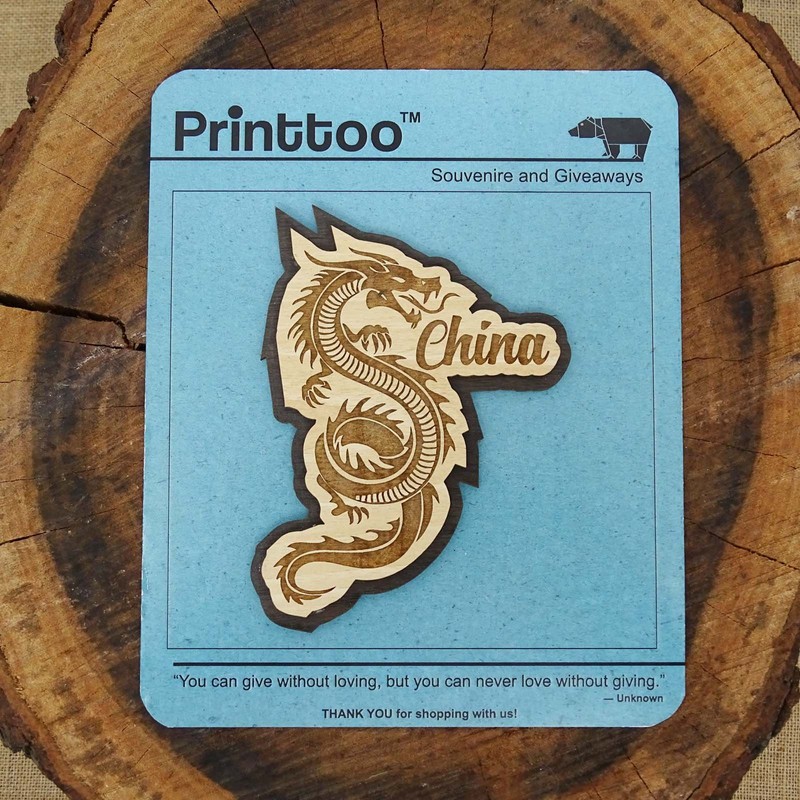 Printtoo China Engraved Wooden Fridge Magnet Souvenir Collectibles Gift