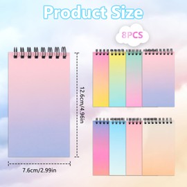 Maxmoc Spirale Notizblöcke,8 Stück Mini Notizblöcke A7,Notizblöcke Klein,Notizblöcke Liniert mit Spiralbindung für Memos Büro Schule Zuhause (Gradientenfarbe)