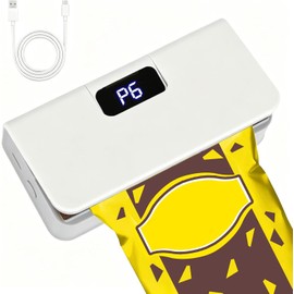 Mini Bag Sealer, Rechargeable Sealer Machine with LED Power Display, 6 Gear Adjustable Portable Bag Sealer Heat Sealer and Cutter, Bag Resealer for Chips Snacks Mylar Plastic Bags