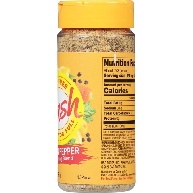 Dash Salt-Free Seasoning Blend, Lemon Pepper, 6.75 Ounce