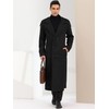 Lars Amadeus Men's Black Overcoat Notch Lapel Double Breasted Long