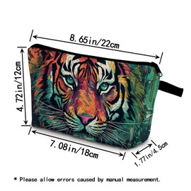 YULUENZE Tiger Gifts Tiger Makeup Bag Cute Small Organizer Bag with Zipper Tiger Print Cosmetic Bag Birthday Gifts for Tiger Lovers Women Friends