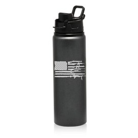 25 oz Water Bottle Sports Travel Mug American Gun Flag (Charcoal)