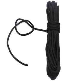 Fuwok 2/3/4/6/8/10MM 20M(64ft) Satin Nylon Trim Cord,Rattail Silk Cord,All Purpose Rope,Assorted Colors Nylon String Twisted Durable Long Ropes (Black, 4mm)