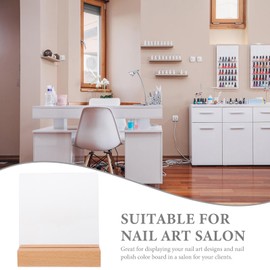 HOMSFOU Acrylic Nail Art Display Board Clear Nail Sample Holder Acrylic False Nail Tips Samples Display Transparent Nail Art Display Board with Wooden Base