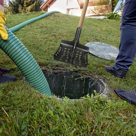 USHOBE Garden Drain Shovel 9.64X8.66In Reusable Thick Mud Sifting Scoop with Holes Multi-Functional Drain and Sewer Cleaning Tool Comfortable Grip for Efficient Outdoor Maintenance