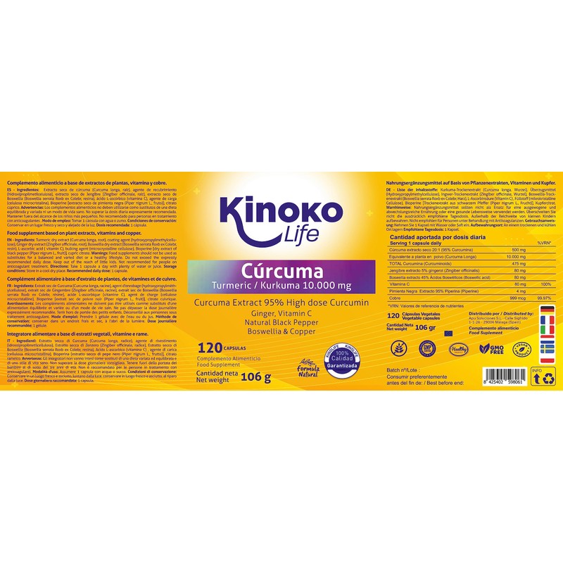Kurmeric 10,000 mg Pure Curcumin | 120 Capsules | 95%