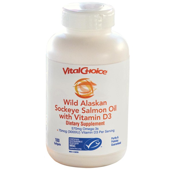 Vital Choice MSC Wild Alaskan Sockeye Salmon Oil and Vitamin
