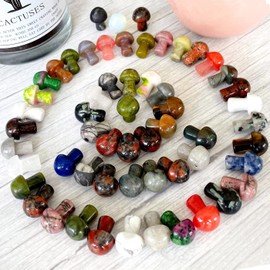 XIANNVXI 20 Pcs Healing Crystals Mushroom Natural Gemstones Stones Reiki Bulk Multi-Colours Quartz Crystal Stones Mushroom Gifts Mushroom Decor