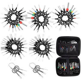 KEWAYO 100 Stück Terminal Ejector Kit für Auto,Terminal Entfernung Werkzeugsatz,KFZ-Steckverbinder-Entriegelungswerkzeug-Set mit Schutzhülle, Auspinwerkzeug für die meisten Anschlüsse