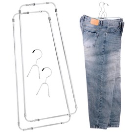 Colingmill 2 Sets Pants Stretcher Wrinkle Free Pants Hangers Hang to Dry Stretchers for Creased Wrinkle Free Slacks Without Ironing (Silvery)