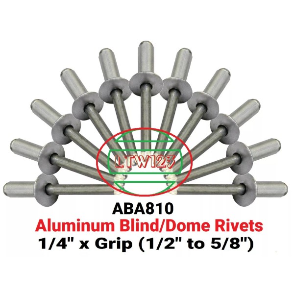 Cellus (50) Aluminum Rivets 1/4" x Grip (1/2" to 5/8)