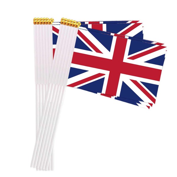 25 Packs Small Britain Flags on Handheld Stick，Miniature English British