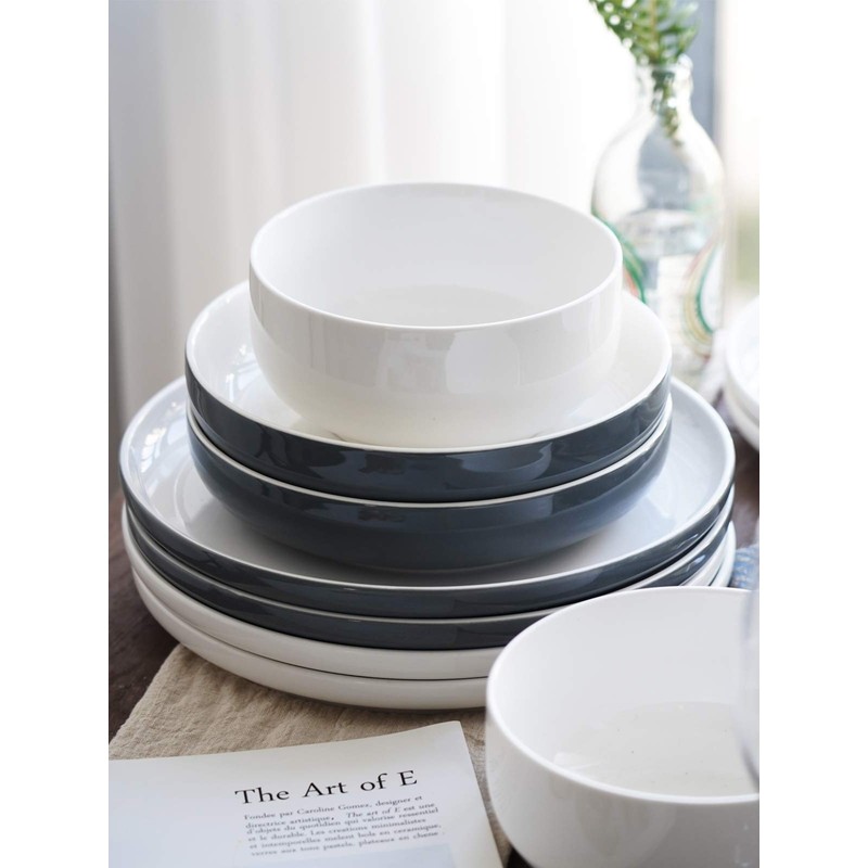 Kanwone Porcelain Bowl Set - 32 Ounce for Cereal, Salad