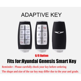 HIBEYO TPU Car Key Fob Cover with Keychain fits for Hyundai Genesis G80 GV80 2020-2022 Car Key Case Cover Protector Jacket Smart Remote Car Key Keyless Entry Holder Shell 6 8 Button Blue