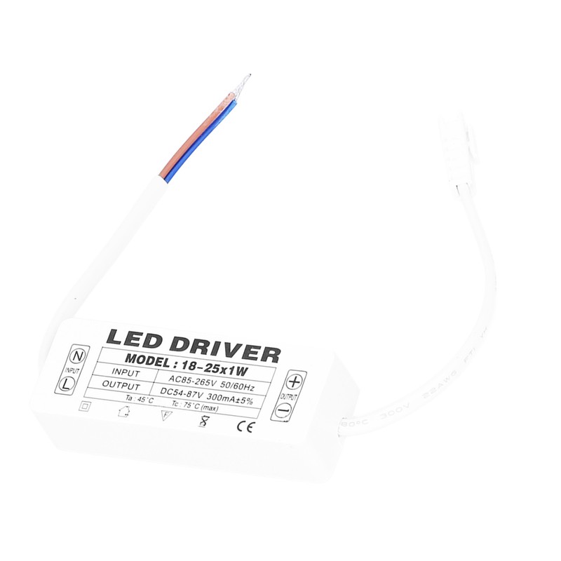 18‑25X1W LED Driver Constant Current 300mA Input AC85‑265V Output 54‑87VDC