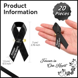 joonnair Black Satin Brooches and Elastic Funeral Bracelets Set for Funeral Funeral Accessories and Funeral Bows, 1
