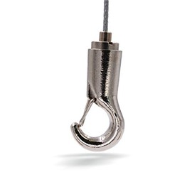 Wire Rope Holder/Gripper 15, Hook with Safety Lock for Ropes / Wire Ropes with a Diameter of 1.2 mm - 1.5 mm, Nickel-Plated