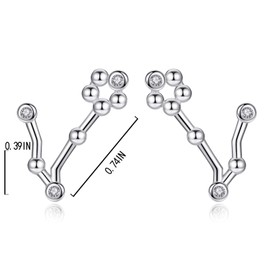 VIKI LYNN Ladies Girls 925 Sterling Silver CZ Zodiac Sign Earrings, Sterling Silver Cubic Zirconia, Zirconia, Sterling Silver Cubic Zirconia, Cubic Zirconia