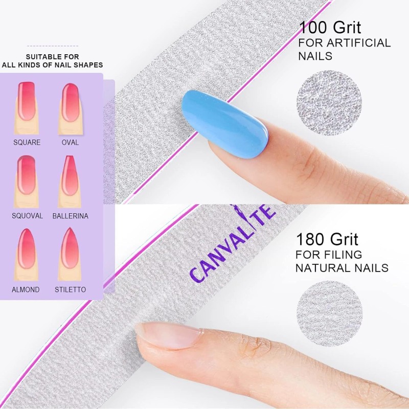 CANVALITE 10 Pack Purple Nail Files 100 180 Grit Emery