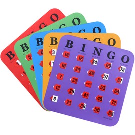 zhongko 5 Pcs Bingo Cards For Seniors, Shutter Slide Bingo Cards, Reusable Logic Thinking Game for School Office Gatherings Travel Camping Home