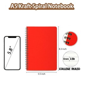 TAZQINCO 8 Packs 8 COLORS A5 Lined Spiral Notebook with Kraft Cover, Back to School Softcover Spiral Journal Notebook 8.3 "x 5.8", Sketch Pad for Drawing, Writing, Note Taking Travel Memo Notepads, 60 Sheets 120 Pages