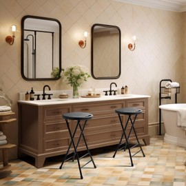 COOZMENT 24-Inch Folding Stool with Handle, Folding Bar Stool with Non-Slip Feet,Folding Chair,Indoor and Outdoor Foldable Stool for Adults,550 lbs Capacity,Kitchen,Game Room(13"×11.5"×24")