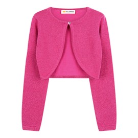 Bolerose Girls' Long Sleeve Bolero Sparkle Cardigan Children, Bright pink