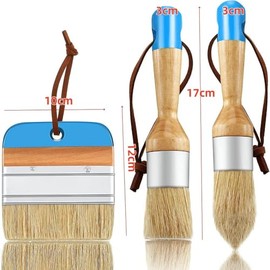 Pinceles para el hogar, Pintura Tiza Encerado Pinceles para Fregar Y Pinceles de Pintura Redondos para Todas Las Pinturas y Manchas de látex y óleo - Mejora del hogar 3 Piezas (Azul 2)