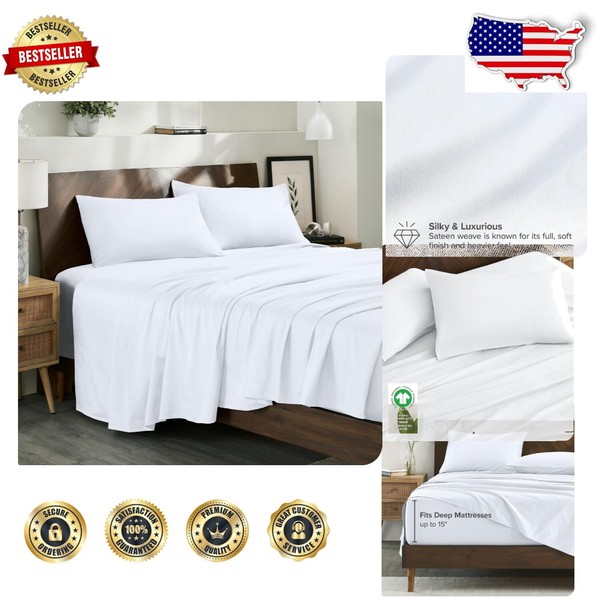 Eco-Friendly King Sheet Set - 400 TC Organic Cotton Sateen,