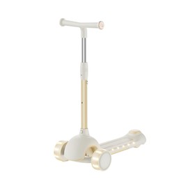 NAVIC K1 Kids Kick Scooter for Ages 3-8, 3-Wheel Scooter with LED Light-Up Wheels & Deck, 3 Adjustable Heights, Detachable Handlebar, Lightweight Scooter for Boys & Girls, Max Load 110 lbs(Coffee)