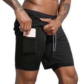 Short Deportivo Hombre 2 en 1, Short con Licra Hombre Deportivos para Gym Correr, Short Corto Deportivo Hombre Casual, Pants Hombre Basketball Futbol Ciclismo Joggers Yoga Natacion Ejercicio (M)