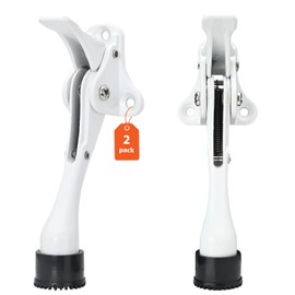 KOVOSCH 2 Pack Kickdown Door Stoppers 4 Inches, Heavy Duty Door Stoppers for Bottom of Door, Door Stop with One Touch and Soft Rubber Tips, White