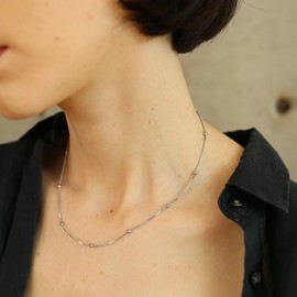 CHERRY Knot Necklace, Point Ball Snake Chain Necklace, Pendant, Stainless Steel, K18, Nickel-free, Surgical Stainless Steel, Hypoallergenic Metal, Women's, Men's, Gold, Pink Gold, Silver, Stainless