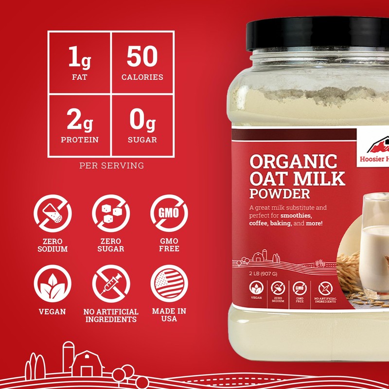 Hoosier Hill Farm Organic Oat Milk Powder, 2LB (Pack of