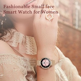 Smart Watch for Women, Answer/Make Call 1.27" Small Smartwatch Compatible Android/iOS Phone with Fitness Tracker/Step Counter/Heart Rate/Sleep Monitor, 120+Sports & IP68 Waterproof, Gold 2 Bands