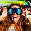 GloFX Blue Mirror Ski Goggles - Futuristic Reflective Glasses, Full-Face
