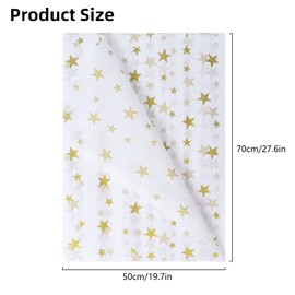 30 Sheets of Tissue Paper 50 x 70 cm, Tissue Paper Packaging Material Wrapping Paper Set for DIY Gift Wrapping Birthday Wedding (Gold Star Pattern)