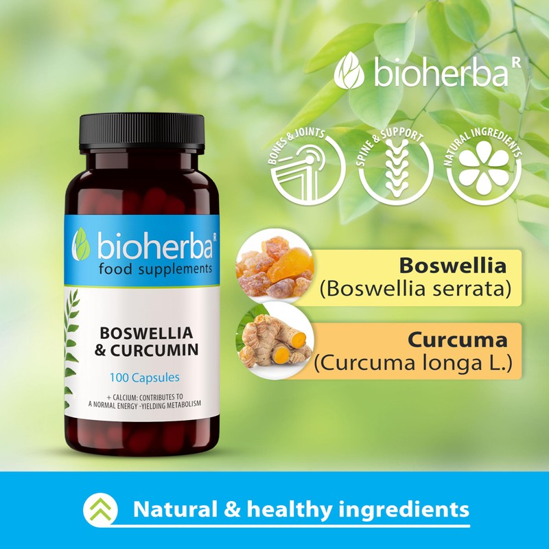 Boswellia & Curcumin 100 Capsules with Calcium