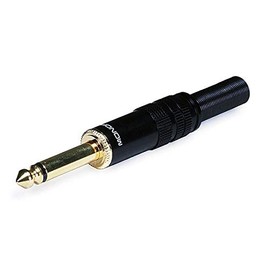 Monoprice 1/4 Inch (6.35mm) TS Mono Plug - Black Shell | 7.5mm Outside Diameter, Gold Plated, Strain Relief Boot