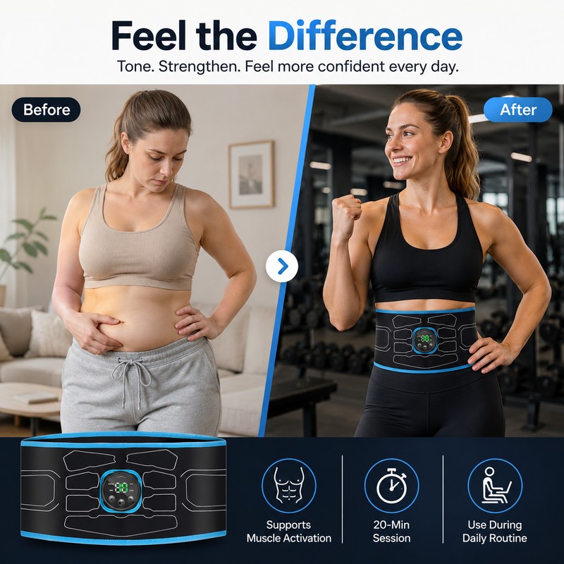 EMS Abdominal Muscle Stimulator Belt for Fitness Support – USB